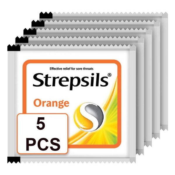 Strepsils Medicated Throat Lozenges - Orange Candy - 5 Pcs Online Sale