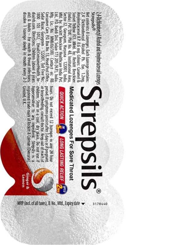 Strepsils Medicated Throat Lozenges - Orange Candy - 8 Pcs Online Hot Sale