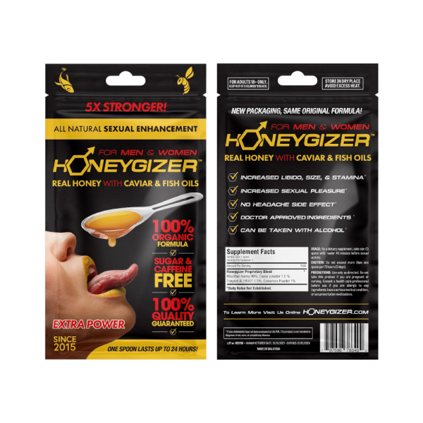 HONEYGIZER Male Sexual Enhancement- Real Honey With Caviar & Fish Oils (24 Spoons) Online now