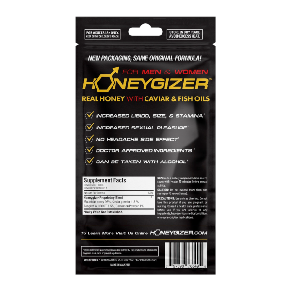 HONEYGIZER Male Sexual Enhancement- Real Honey With Caviar & Fish Oils (1 Spoon) For Discount