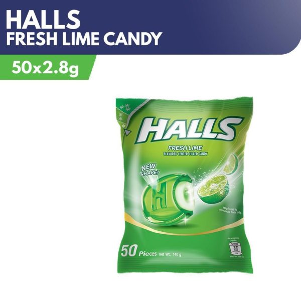 Halls Fresh Lime Flavored Center-Filled Candy (50x2.8g) For Discount