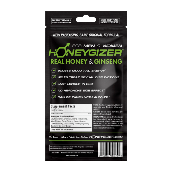 HONEYGIZER Male Sexual Enhancement- Real Honey & Ginseng (24 Spoons) Online now