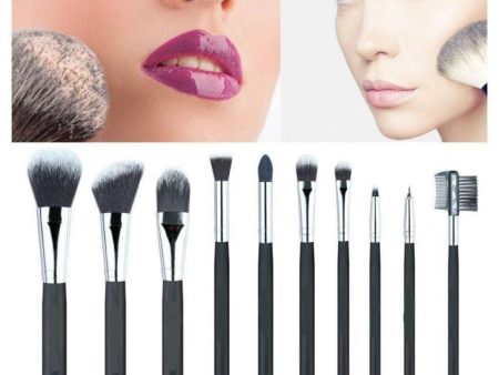 10 Pcs Makeup Brushes Set Foundation with Bag on Sale