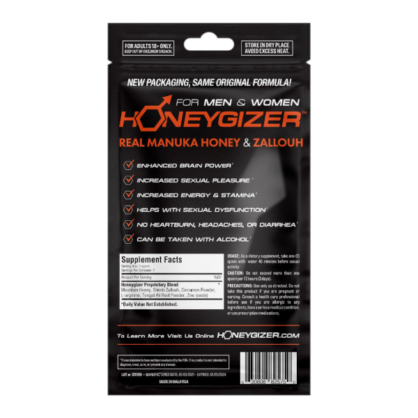 HONEYGIZER Male Sexual Enhancement- Real Manuka Honey & Zallouh (1 Spoon) Online now